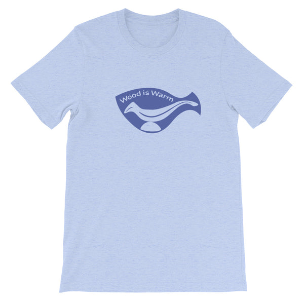 “Wood is Warm” T-Shirt—Blue Graphic
