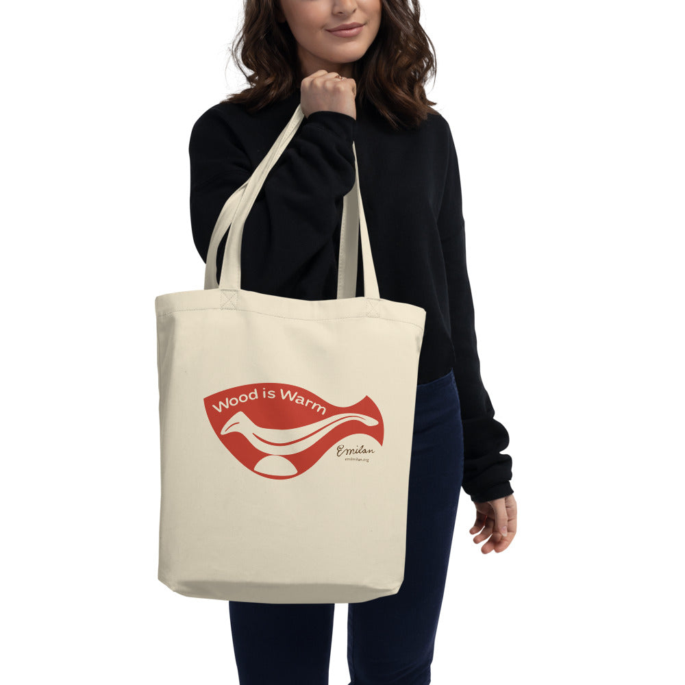 “Wood is Warm” Eco Tote Bag—Red—Small